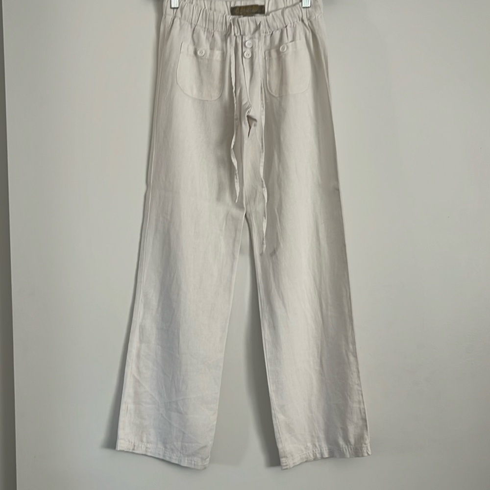 Juniors size M, Angel Kiss, linen straight leg pants w/ tie. 55% linen,45% rayon